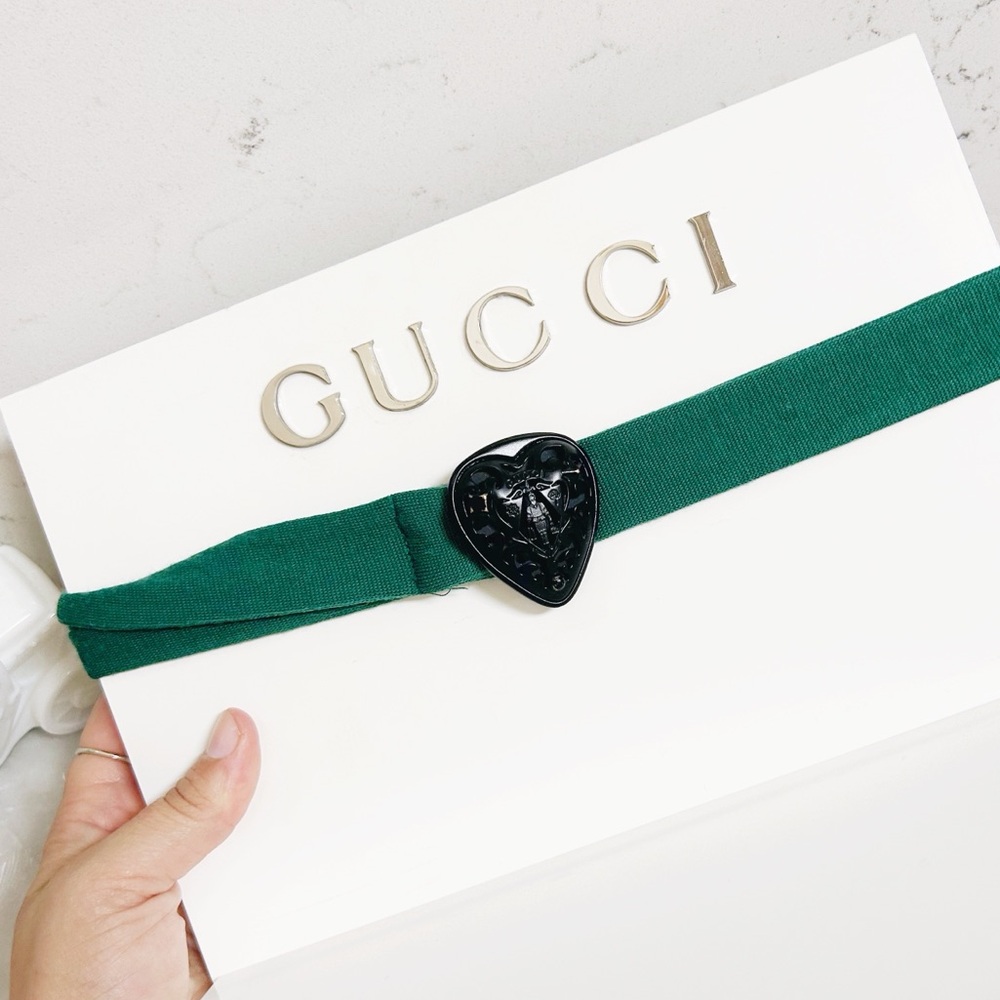 Authentic Gucci Rare Hysteria Black Heart & Teal Wool Adjustable Belt - Picture 7 of 15